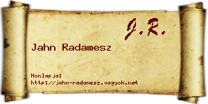 Jahn Radamesz névjegykártya